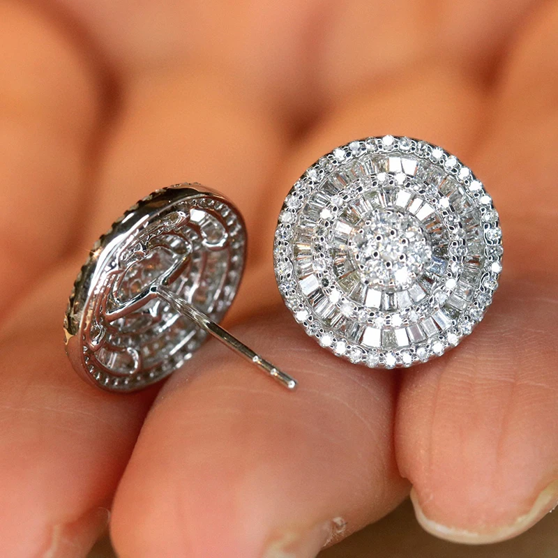 KUGG 100% 18K أقراط الذهب الأبيض الفاخرة شكل دائري 1.10 قيراط أقراط الماس الطبيعي الحقيقي للنساء مجوهرات الحفلات العالية #3