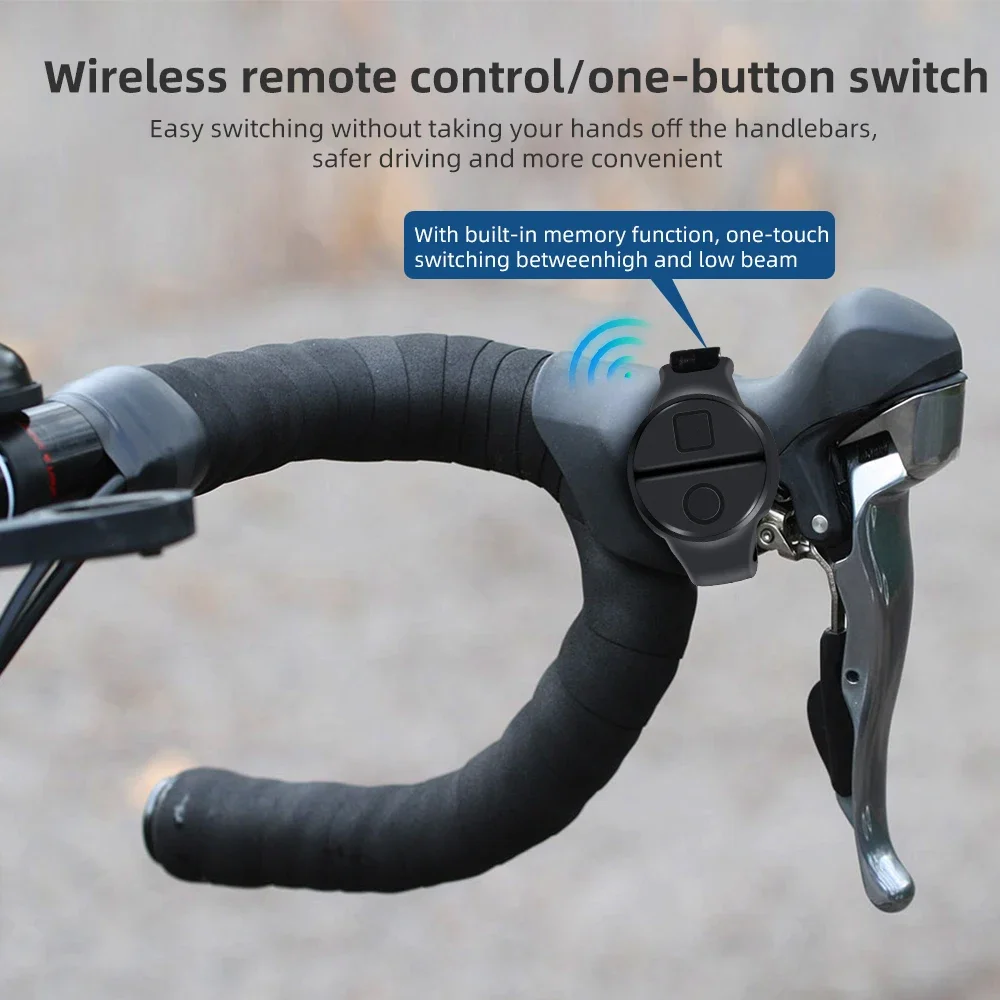 مصباح أمامي للدراجة على الطريق 1600 لومن مع جهاز تحكم عن بعد مقاوم للماء وقابل لإعادة الشحن ملحقات الدراجة الجبلية