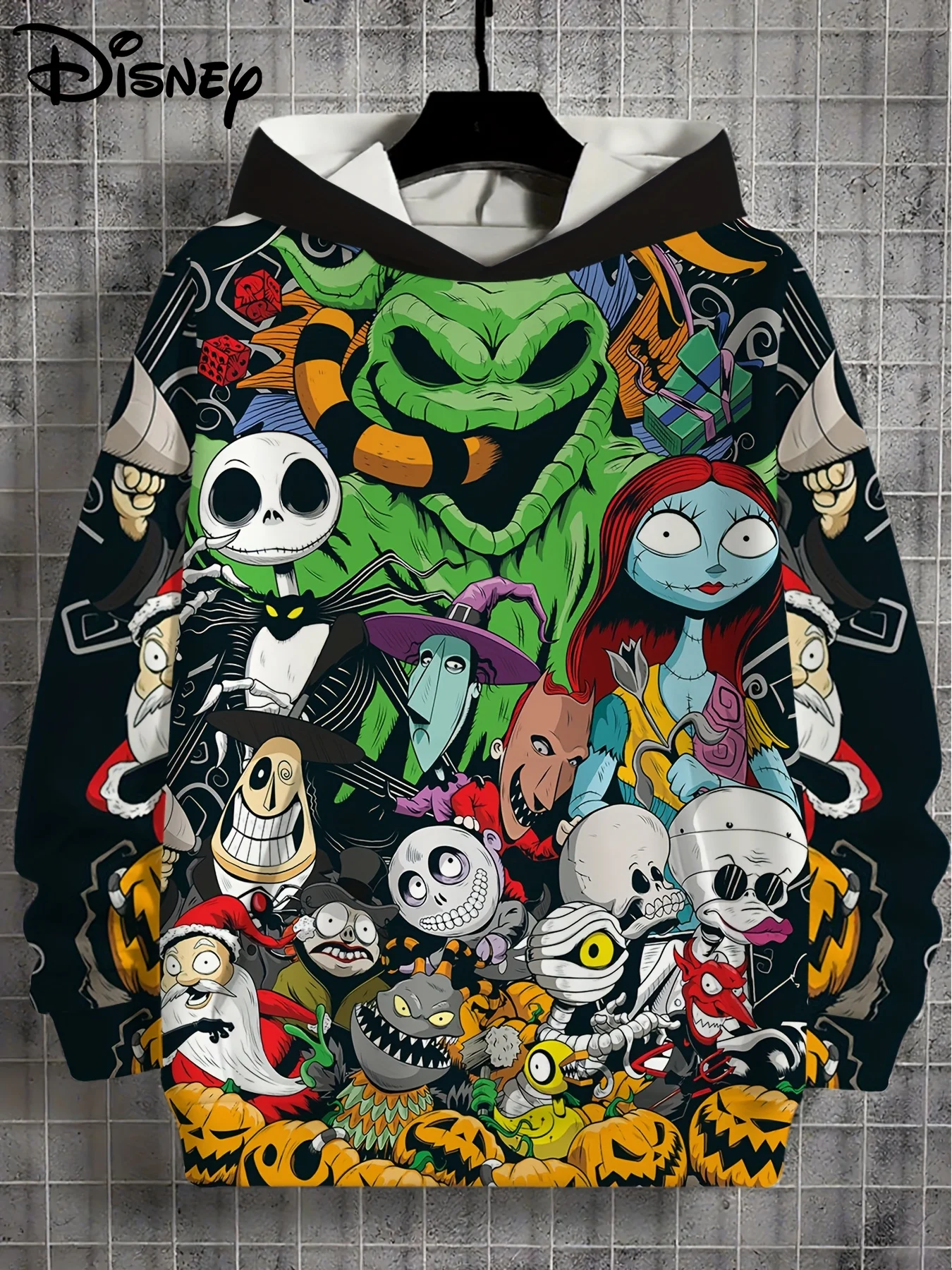 

Christmas Eve Horror Group Hooded Sweater - Jack Oogie and other staff gather pumpkin elements embellishment dark wind visual