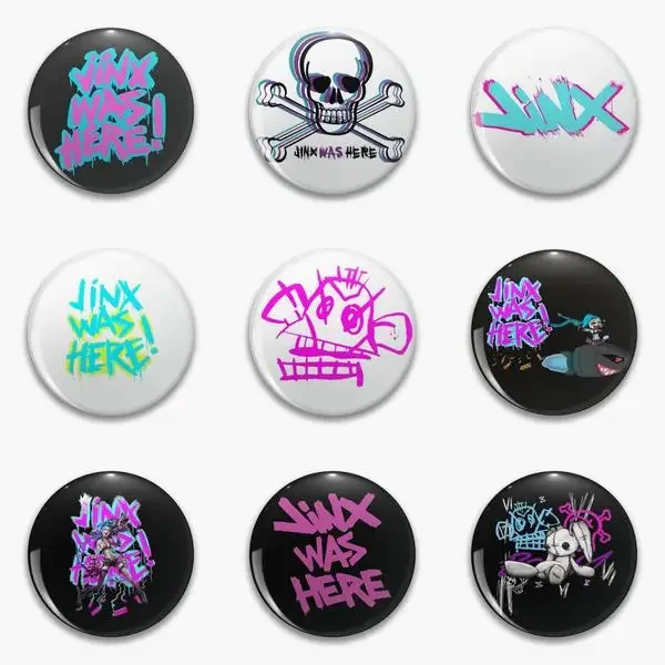 Jinx Was Here Arcane Lol Soft Button Pin Customizable Jewelry Cartoon Fashion Metal Collar Badge Gift Cute Women Lapel Pin Hat