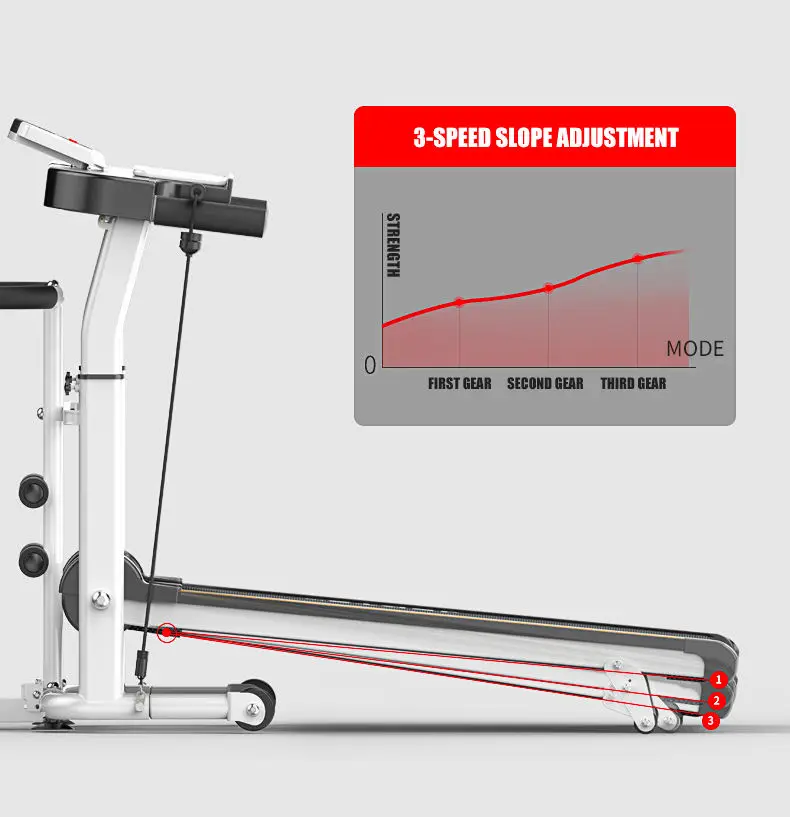 جهاز مشي مسطح داخلي للتمرين في صالة الألعاب الرياضية للاستخدام المنزلي 150 كجم جهاز سير رياضي ميكانيكي قابل للطي