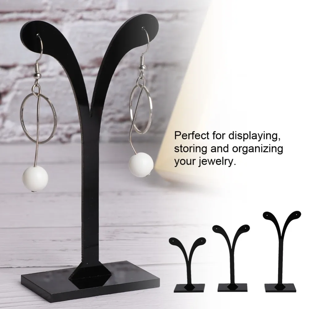 3pcs Acrylic Material Acrylic Earring Display Stand Durable Construction Black Color Jewelry Display Stand M Display