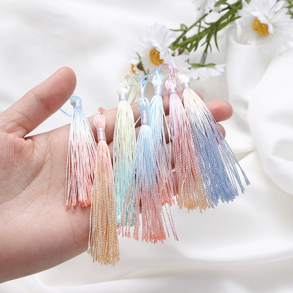 10Pcs Gradient Color 13cm Tassels Polyester Silk Tassel Fringe Crafts Jewelry for Diy Jewelry Making Pendant Decor Bookmark