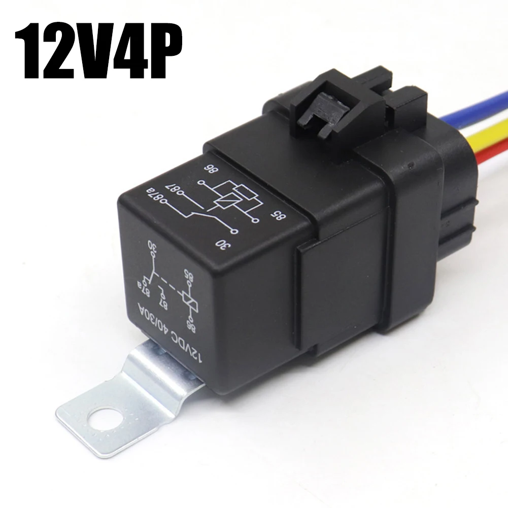 Waterproof Relay Harness Socket Heavy Duty 4P Relay Switch Built in Diode 30A40A 12/24V Suitable for Automotive Marine