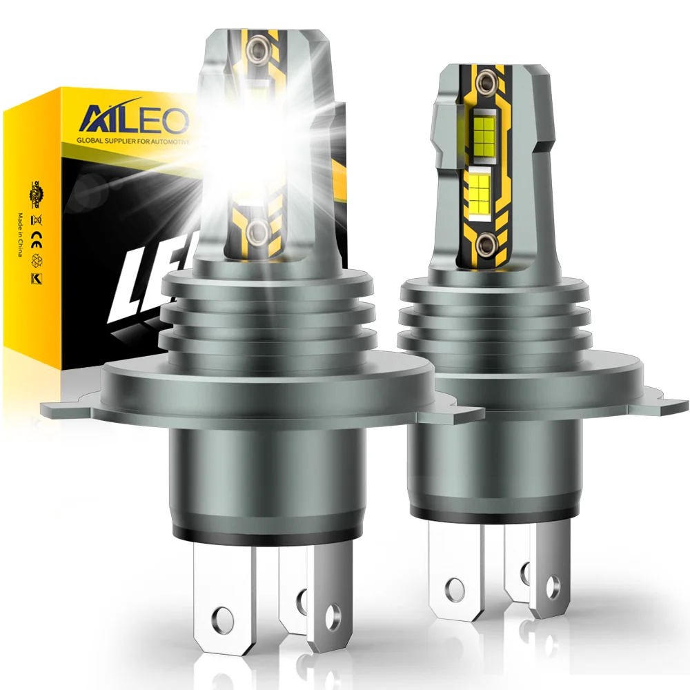AILEO 2Pcs 200W 22000LM LED Lights H4 6500K Headlight Bulb Hi/Lo Beam Mini Size Design Wireless For Car Lamp CSP 5570 Chip White