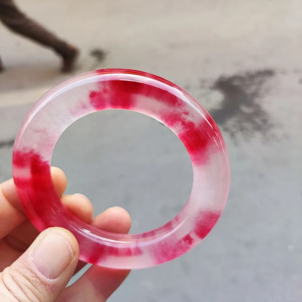 

Ice Seed Fat Round Bar Плавающий красный браслет Водяная пена Нефритовый красный перец Цветок Круглый стержень Высокий ледяной нефритовый браслет Браслеты