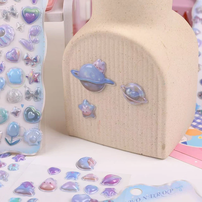 Pegatinas de papelería para diario 3D, pegatina para álbum de recortes, decoración para diario, decoración divertida y dulce, helado, mascotas, gota TMZ