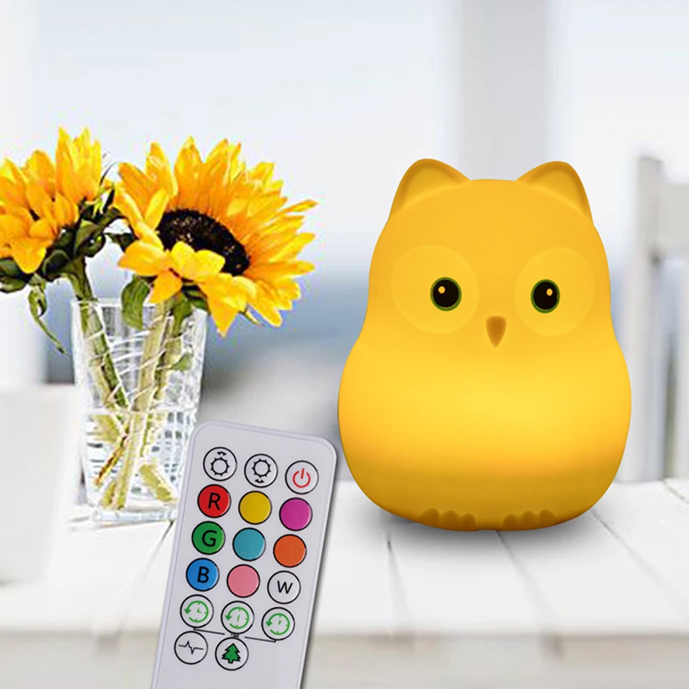 

Silicone Owl Lamp Multicolor LED Bedside Kids Gift Portable Baby Bedside Lamp Toddler Camping Rechargeable