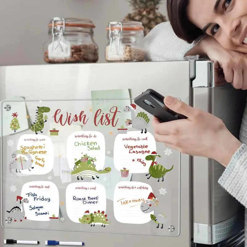 마그네틱 아크릴 달력, 대형 아크릴 달력, 주간 계획, 공룡 노트 보드, 3D 투명 지우개, 마그네틱 벽 달력