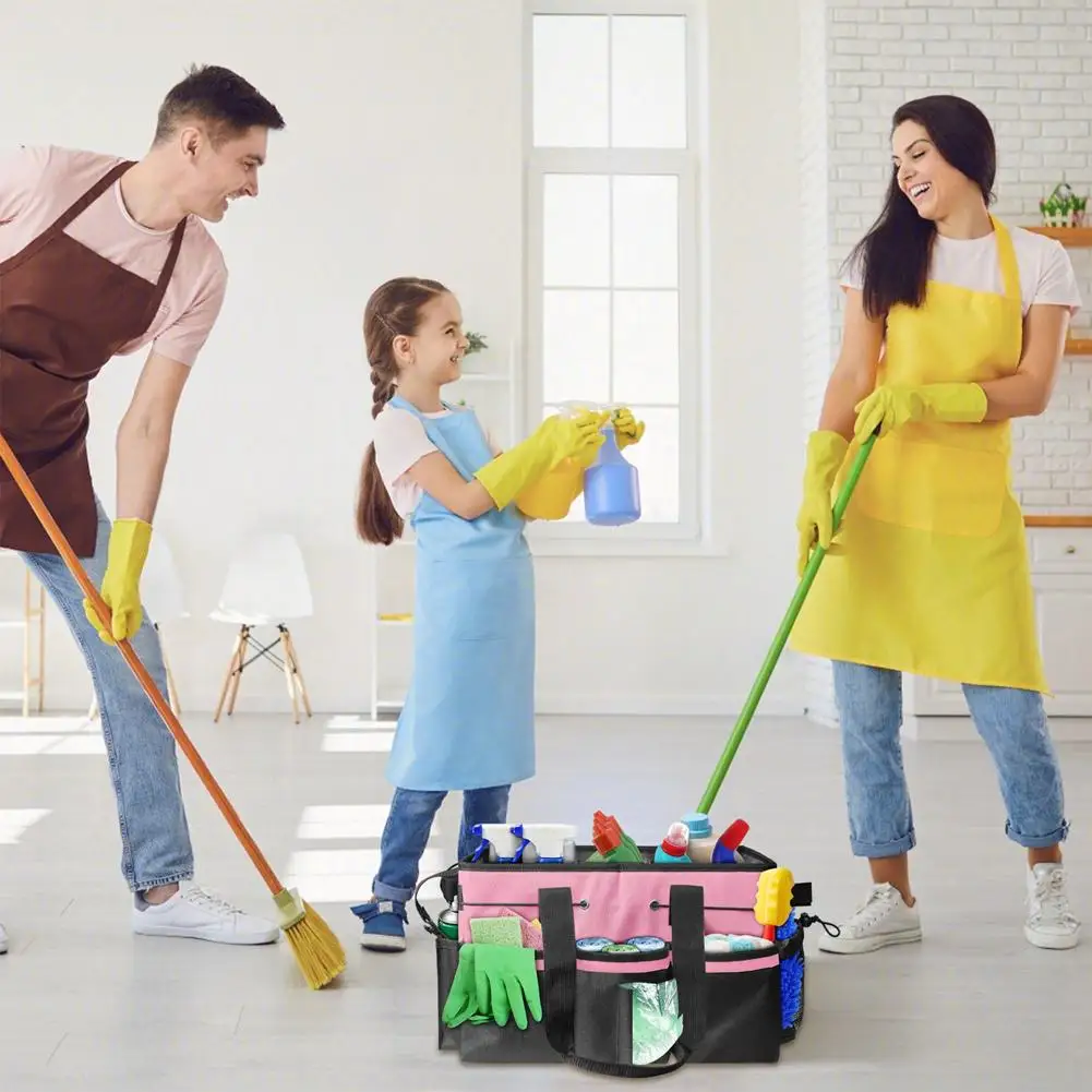 1PC Oxford Cloth Tools Storage Bag Foldable Large Capacity Cleaning Toolkit Crossbody Storage Bag Hand-held Cleaning Supplies