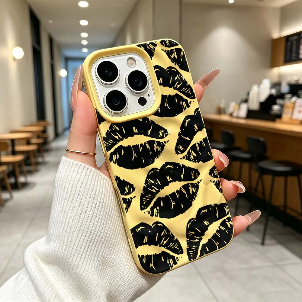 Black Lips Kiss Anti-Drop Stylish Soft Cover For iPhone 18 17 Air 16 15 14 13 12 11 Pro Max Plus Fundas Phone Case