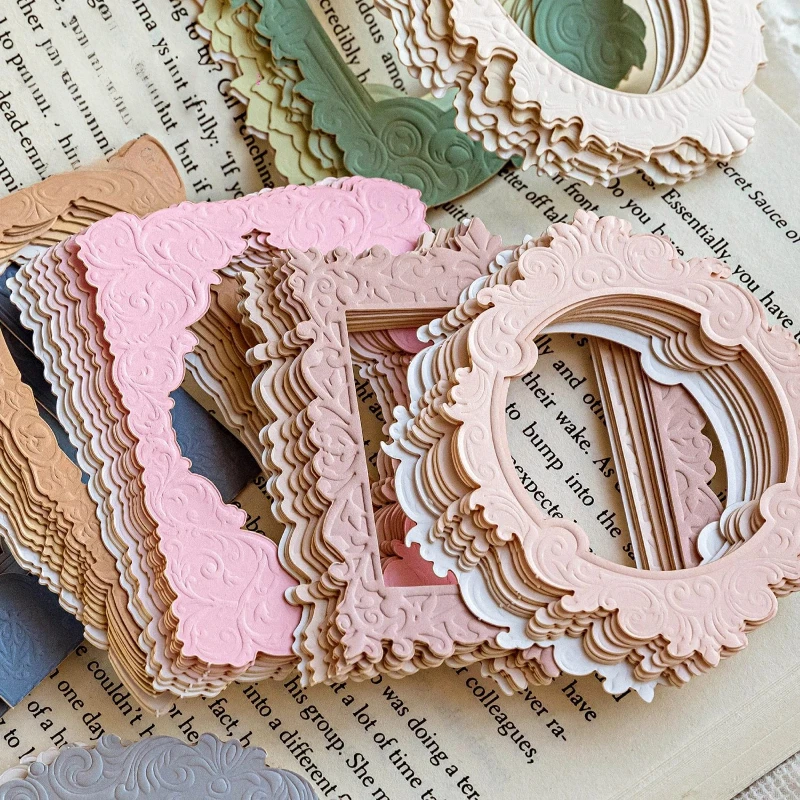 10 Pcs Hollow Relief Material Papers DIY Scrapbooking Aesthetic Decoration Junk Journal Collage Photo Album Vintage Craft Paper