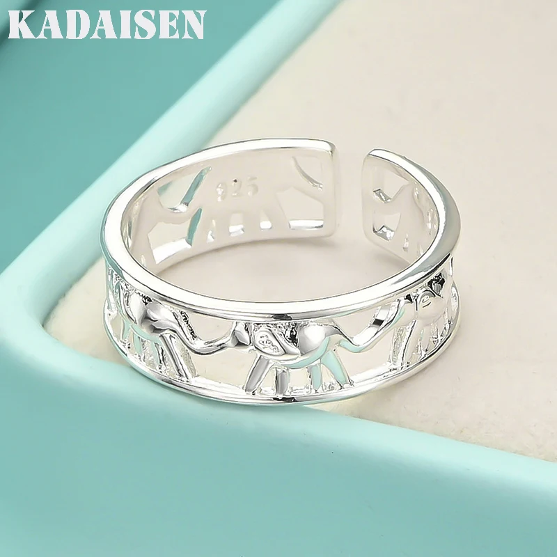 

New Fashion 925 Sterling Silver Elephant Rings For Women Adjustable Cute Girl Wedding Happy Party Gift Fine Charm Jewelry