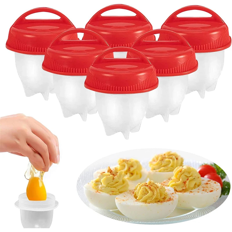 6pcs BPA Free Silicone Egg Boiler Steamer Non-stick Silicone Egg Cook Cups Fast Egg Poacher for Breakfast Kitchen Cooking Tool