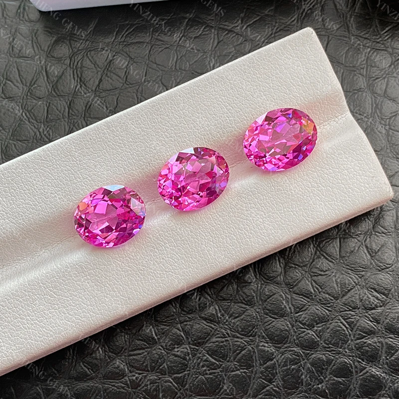 Hot sale Standard cut oval shape 2# pink corundum synthetic gemstone can issue AGL Certificate