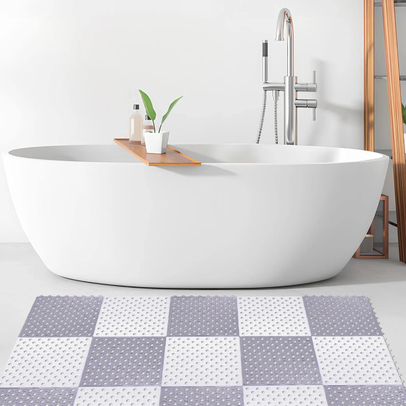 

Набор из 4 нескользящих ковриков для ванной: быстросохнущие, с перфорацией, мягкие, безопасные напольные плитки для душа, аксессуары для ванной комнаты