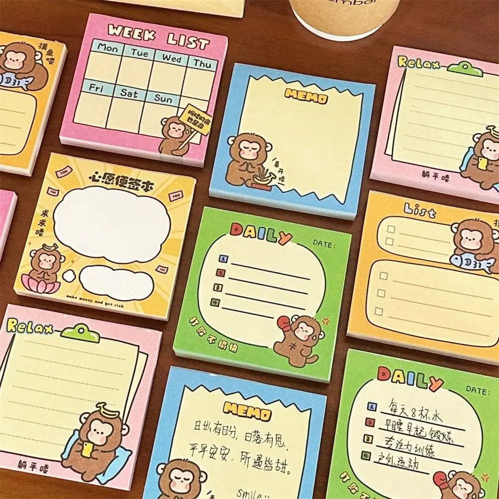 Ins Mini Aap Kladblok Kawaii Cartoon Sticky Notes Creatieve Draagbare Bericht-Leaving Note Student