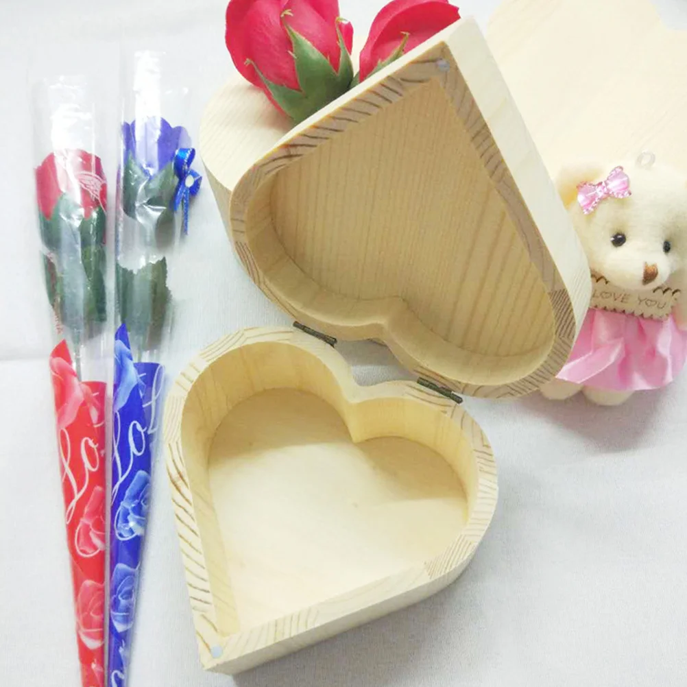 

Heart Shaped Solid Wood Jewelry Gift Box Case Jewelry Bearer Box Holder for Wristchain Bracelet Bangle Earrings
