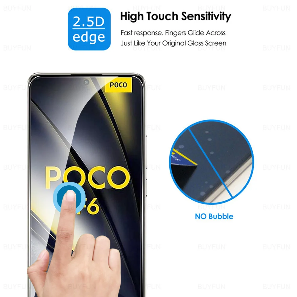 2in1 Screen Protector For Xiaomi Poco F6 5G Camera Tempered Glass Pocophone X6 M6 Pro C65 X6Pro F6Pro M6Pro 4G Protective Glass