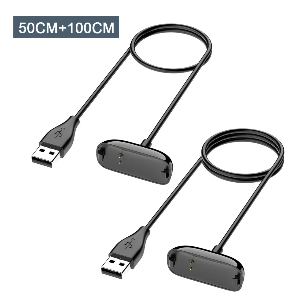 2PCS 100cm 50cm USB Charger Cable For Fitbit inspire 2/ACE 3 Charging Cable Cord Clip Dock For Fitbit Inspire 2/ACE 3 Charger