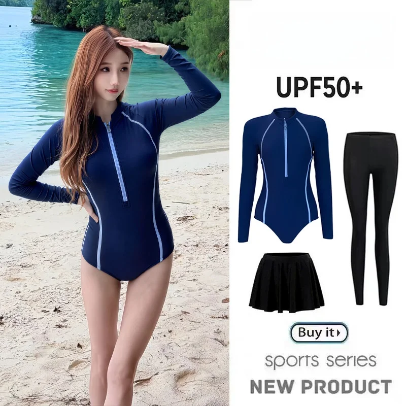 

New Women's Wetsuit Long Sve Slimming One-Piece Surfing Mermaid Suit Thermal Spring Swimming Costume Diving Suits Nylon