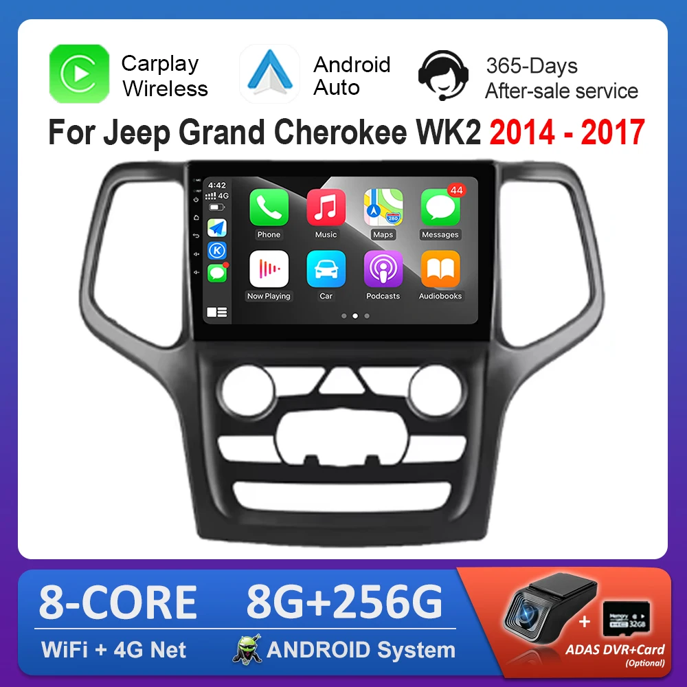 

Для Jeep Grand Cherokee WK2 2014-2017 ОС Android Головное устройство Автомобильный видео Мультимедийный плеер WiFi BT 4G GPS Navi QLED Сенсорный экран