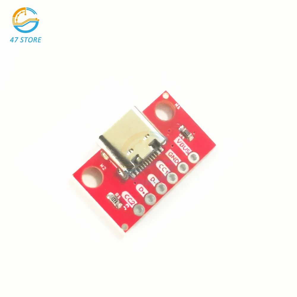 5PCS Type C Female Test Board USB 3.1 PCB Board 16P to 2.54mm Connector Socket High Current Power Adapter Module With Needles