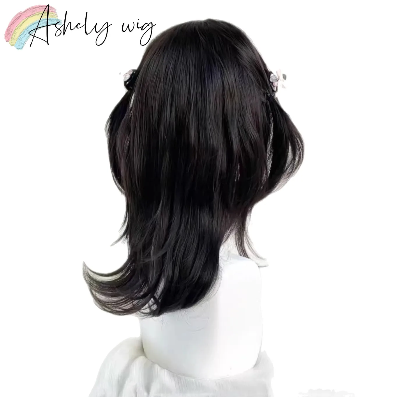 Layered Wig with Bangs Japanese Style 18inch Collarbone Hair Jellyfish Headband Wig Curly High Temperature Fibers Synthetic Wigs