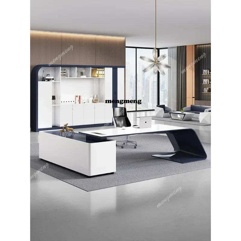 

Новая модель в магазин босса, простая современная президентская офисная мебель, свет, роскошный менеджер, большой письменный супервизор