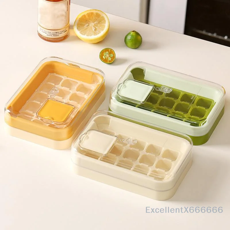

15 Girds Ice Tray Mold With Lid Household Whiskey Reusable Ice Cubes Press For Quick Ice Release Ice-Making Storage Box