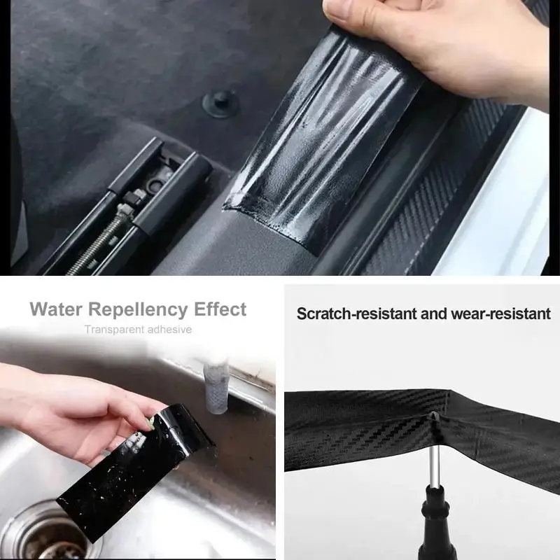 3D Carbon Fiber Car Sticker, Anti Scratch Waterproof Door Sill Protective Film, Matte Black Nano Body Decal, Universal Auto Acce