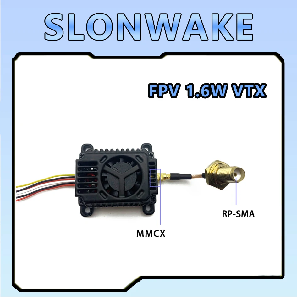 SLONWAKE 5.8G 1.6W 5 Power Levels VTX 48CH Raceband CNC Shell Koelventilator 2-4S 36×36mm voor RC FPV