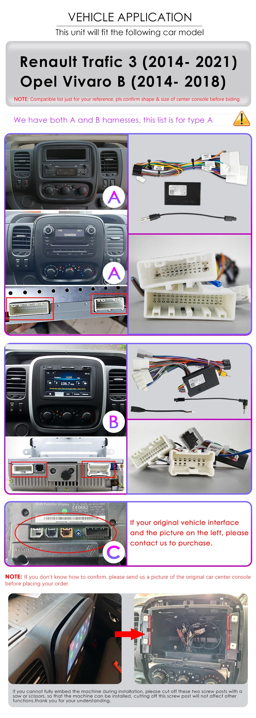 2din Carplay Android Auto Car Radio for Renault Traffic 3 2014-2021 Opel Vivaro B 2014-2018 Multimedia Player GPS Navi Stereo 4G