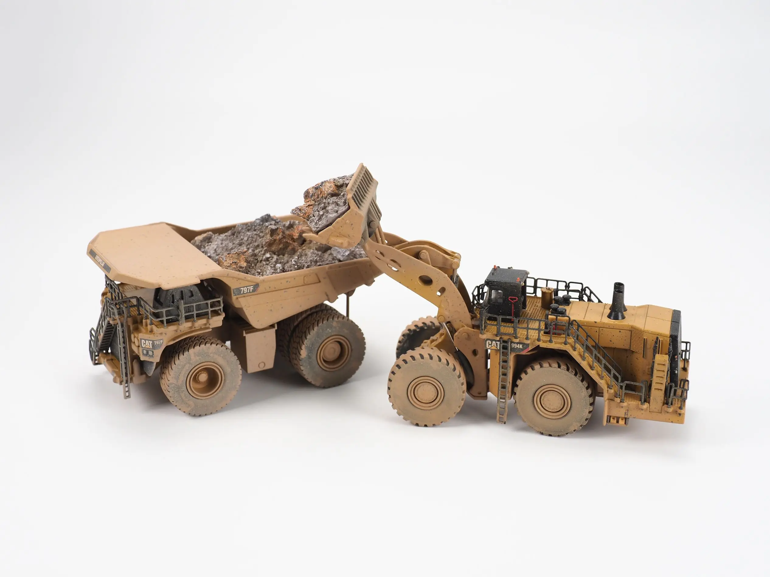 DM-85762 1:125 994K Wheel Loader & 797 Mining Truck Collectible Construction Machinery Toy Scene Decoration Boy's Birthday Gift