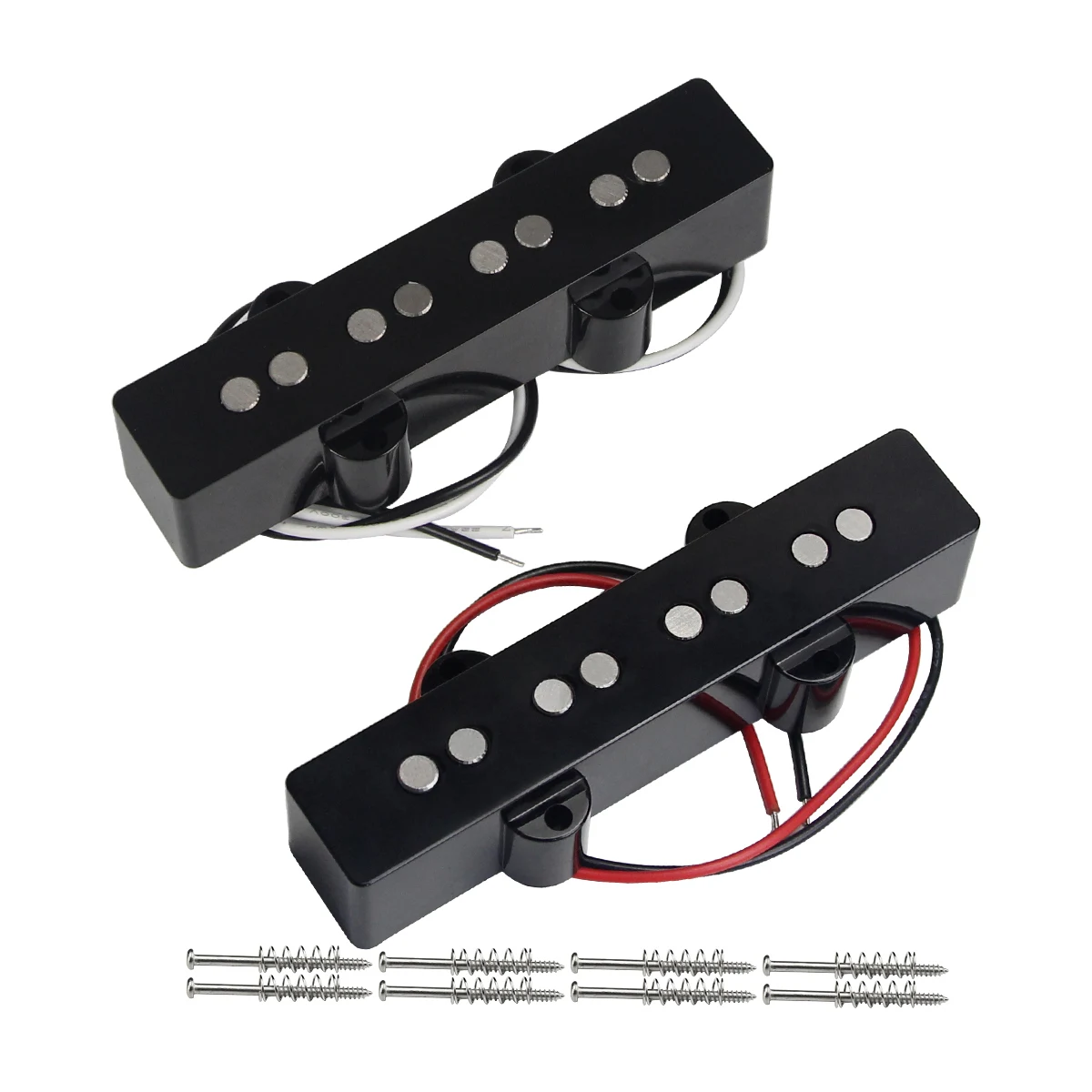 FLEOR Set of Vintage Alnico 5 JB Bass Pickup Open Style Bridge Neck Pickup Set Black ABS Bobbin