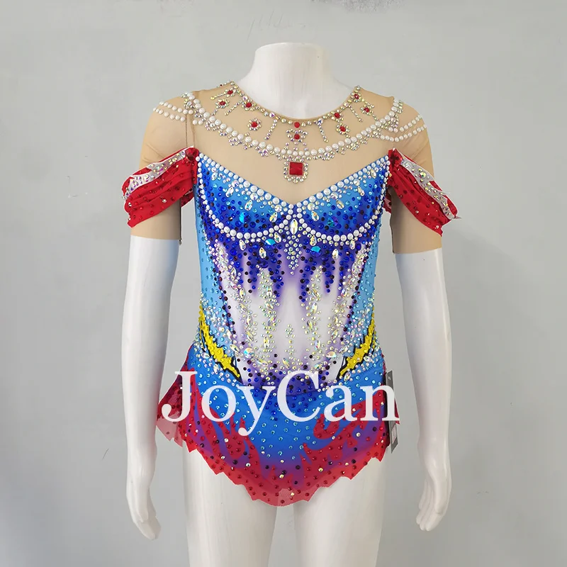 

JoyCan Rhthmic Gymnastics Leotards Girls Women Blue Spandex Elegant Dance Wear for Competitiion