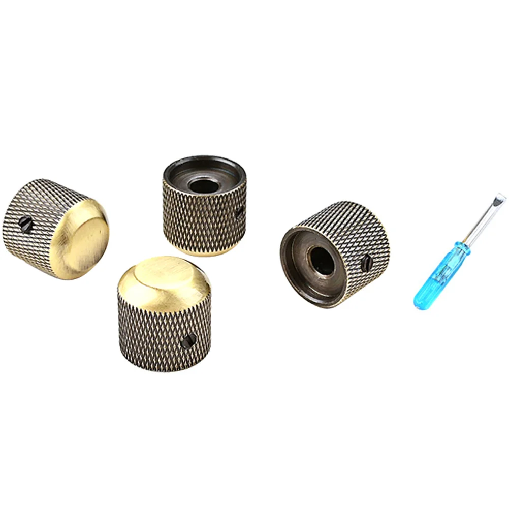

4 Pcs One-piece Screw Knob Electric Guitar Knobs Volume Bass Metal Control Golden