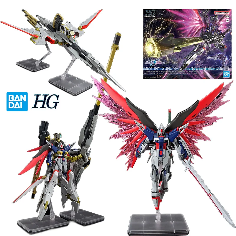 Bandai HG 1/144 Destiny Gundam Spec II & Zeus Silhouette 14Cm Gundam Seed Freedom Original Action Figure Model Toy Gift Collect