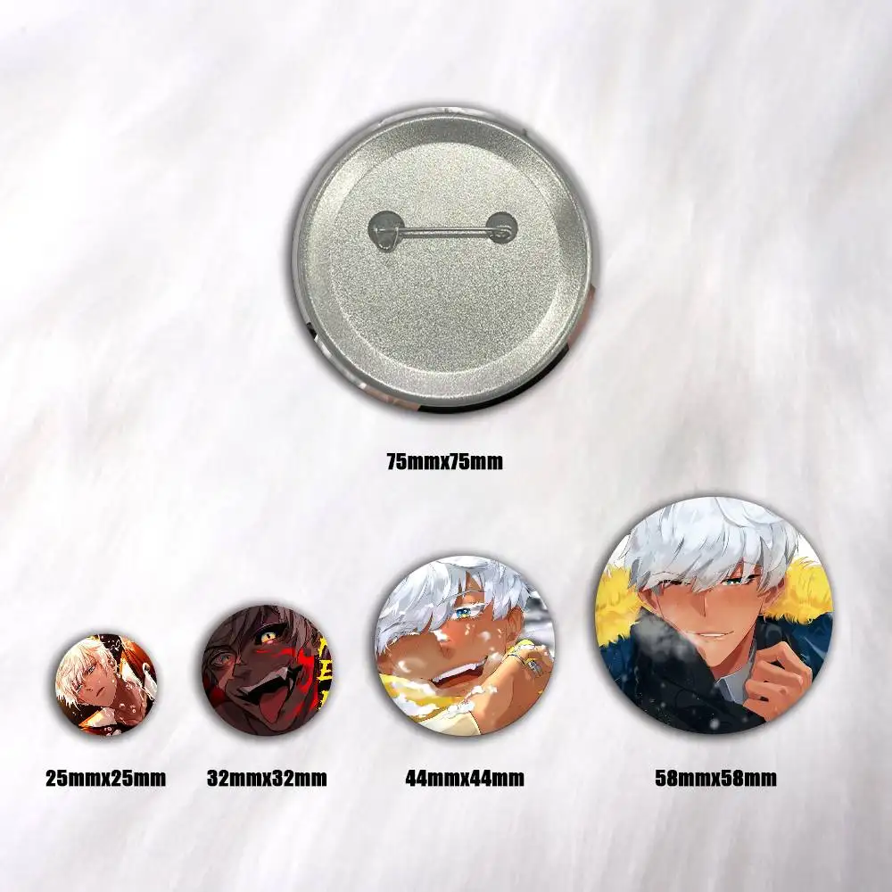 Anime Cartoon O-Obey Me Mammon  Pins Badges Round Laser Badge Brooch Clothes Backpack Accessories