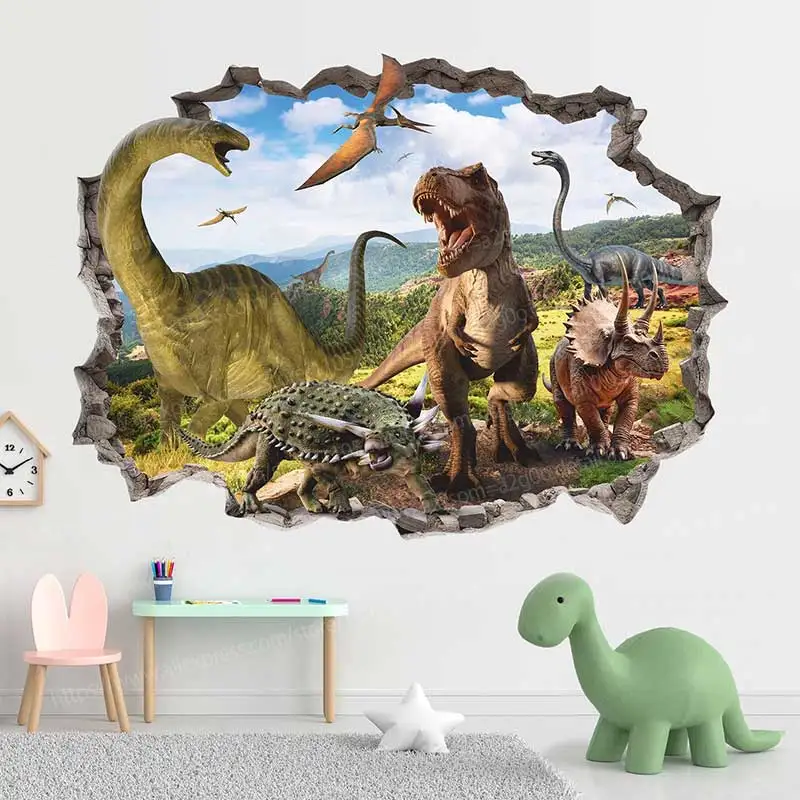 

Dinosaur Wall Decals-Dinosaur World Wall Decals Wall Stickers Bedroom Children's Room Background Decoration Mural Animal Home De