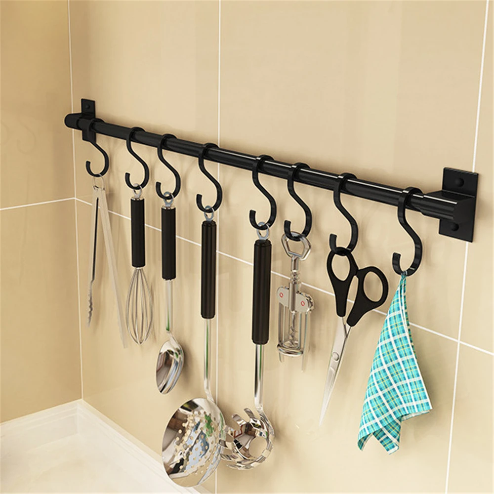 6/7 Hooks Storage Shelf Wardrobe Cabinet Metal Under Shelves Mug Cup Hanger Bathroom Kitchen Organizer Hanging Rack Holder