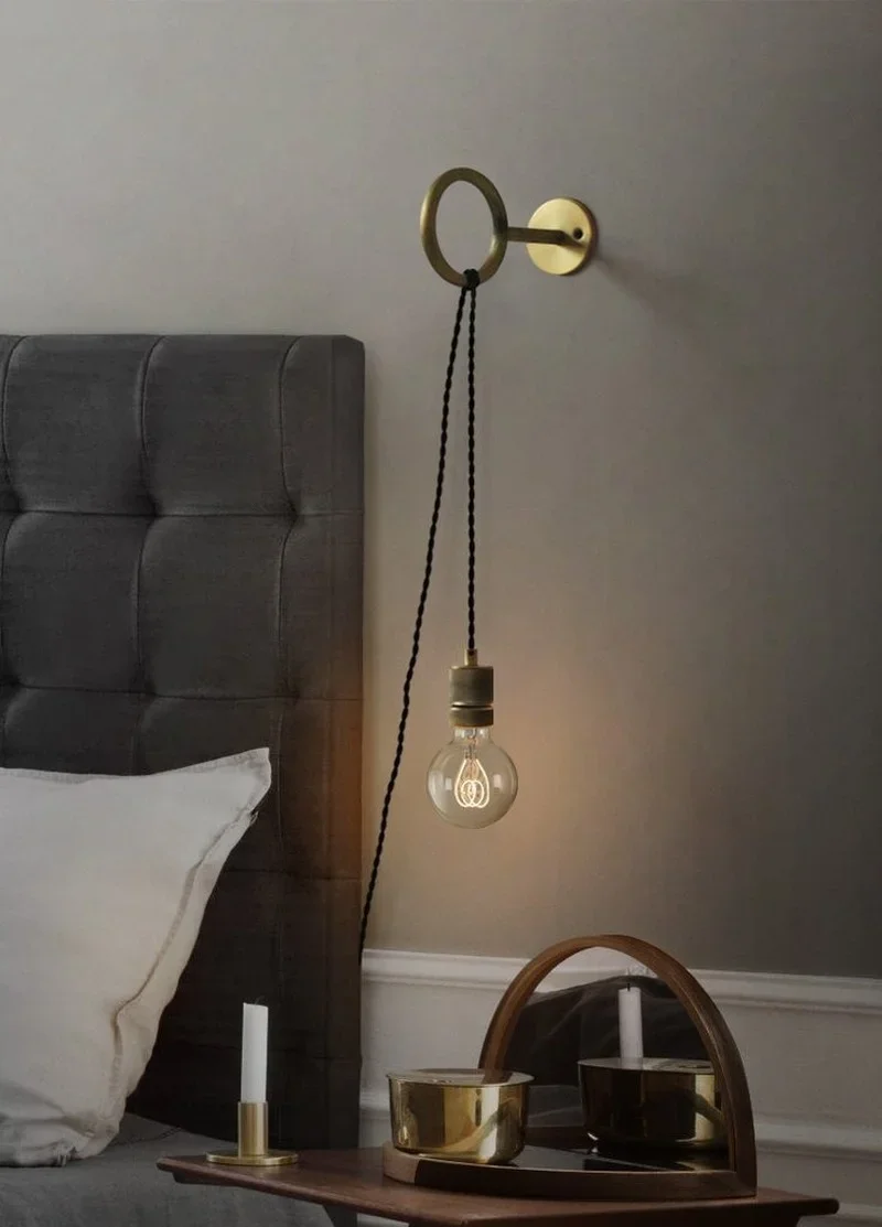 Vintage Industrial Wall Lamp, Rustic LED Sconce with Switch, Energy-Saving Loft Light for Bedroom Bedside Stair Aisle EU Plug