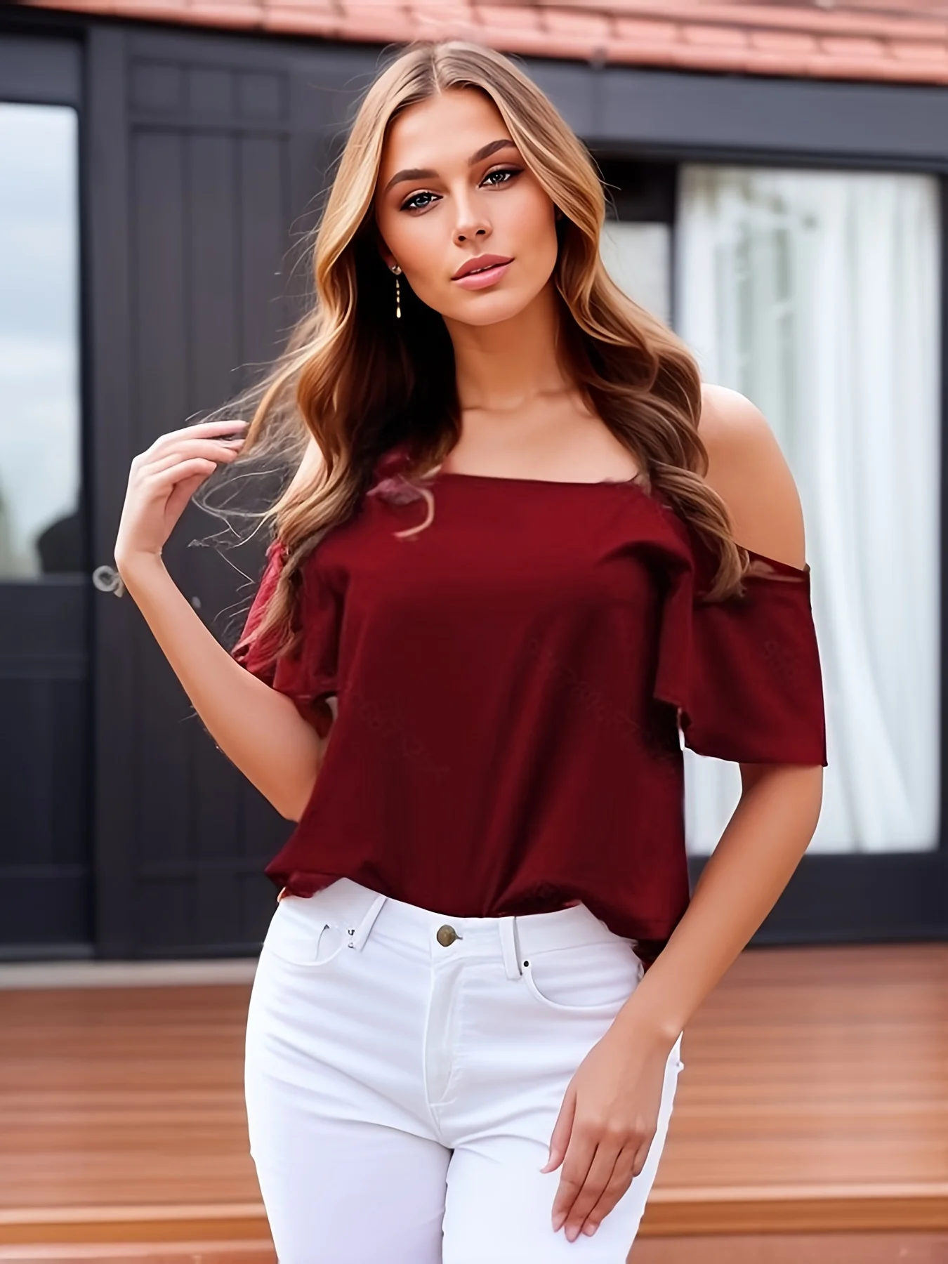 Elegant Lace Cold Shoulder Blouse for Women - Perfect for Spring and Summer Fashion