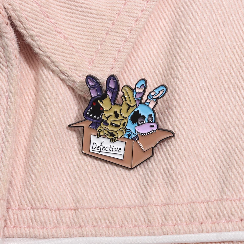 Creative Cartoon Animal Enamel Pins Defective Box Punk Halloween Metal Brooch Backpack Lapel Badge Accessories Gift for Friends