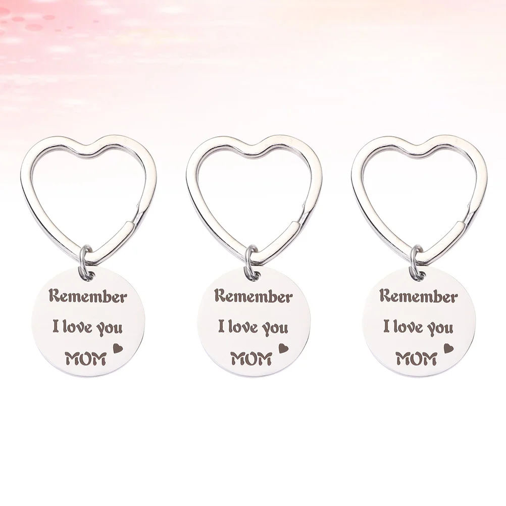 3 PCS Decor Key Chain Ring Hanging Keychain Mother Day Keychains Stainless Steel Funny Keyring