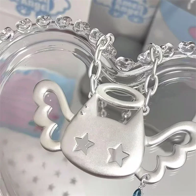 

Necklace Y2K Jewelry Wing Angel Cat Pendant Fashion Blue Crystal Star Pendant Ring Punk Cosplay Charm Alloy Accessories Props