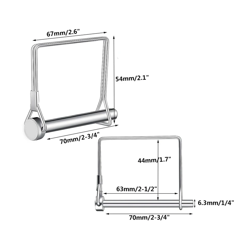 Pto Pin As Vergrendeling Pin 1/4 Pin Trekhaak Pin Draad Slot Pin Veiligheid Koppeling Pin 1/4X2-3/4Inch