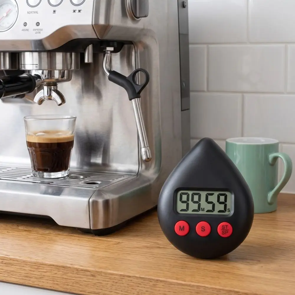 Large LCD Display Kitchen Timer Water Drop Shape Hanging Hole Waterproof Bathroom Clock Portable Multi-Purpose