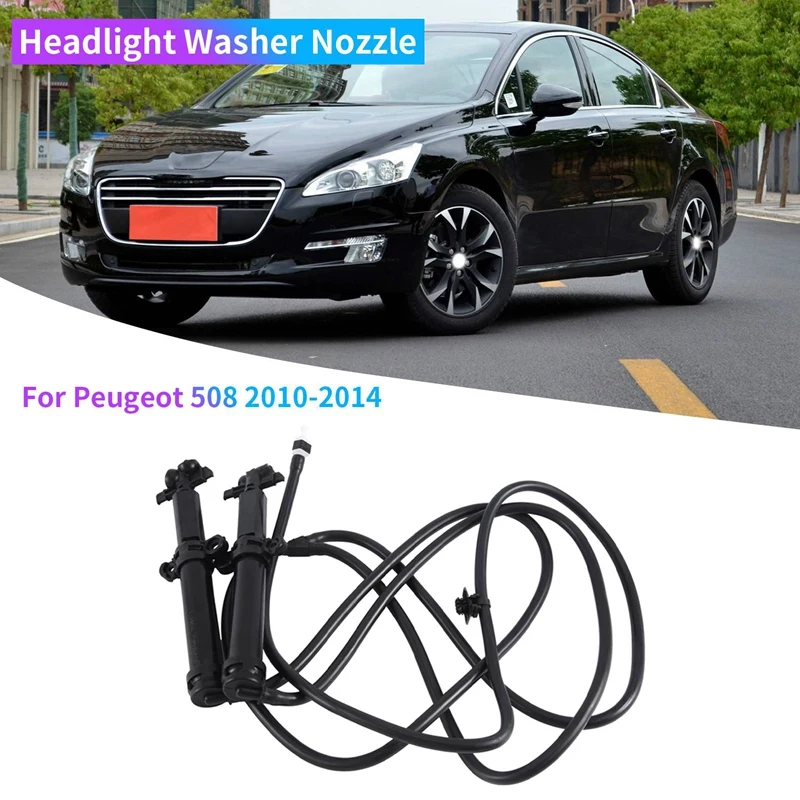 N31R_1Pair Car Front Bumper Headlight Washer Nozzle Water Spray Jet for Peugeot 508 2010-2014 6438EV