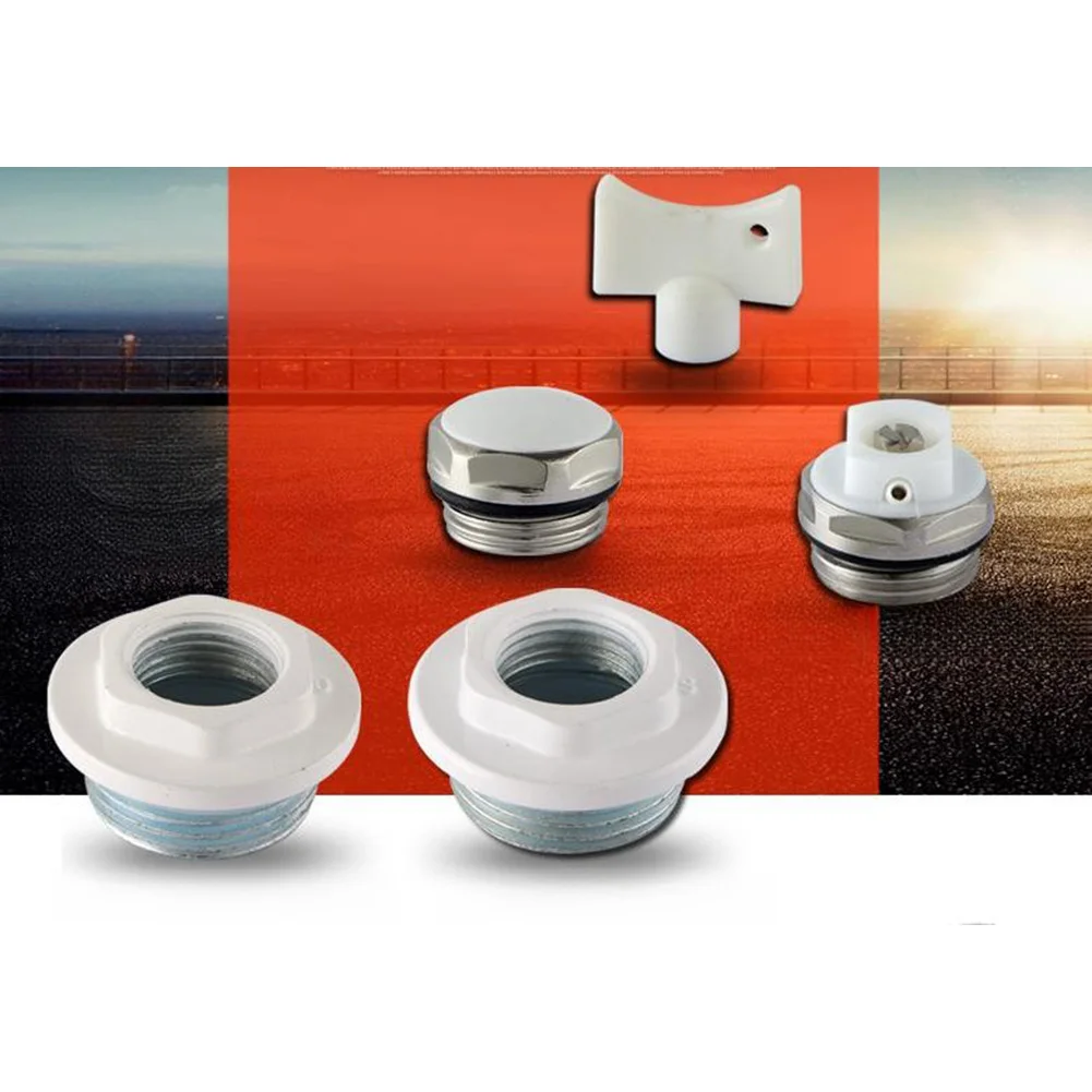 Brass Radiator Air Vent Valve Drain Plug-s Kit Copper Exhaust Valve Set With Wrench And Adapters For Heating System G1/2 G3/4